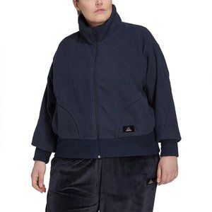 Women's adidas Holidayz Sherpa GT Jacket Size‎ 2X Navy Full Zip Crop Fleece NEW